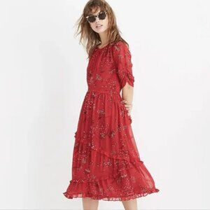 Madewell Windpoppy Ruffle Midi Dress in Windswept Floral